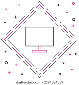 Line Computer monitor screen icon isolated on white background. Electronic device. Front view. Colorful outline concept. Vector Illustration