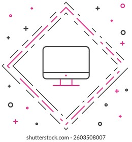 Line Computer monitor screen icon isolated on white background. Electronic device. Front view. Colorful outline concept. Vector Illustration