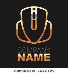 Line Computer mouse gaming icon isolated on black background. Optical with wheel symbol. Colorful outline concept. Vector