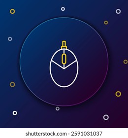 Line Computer mouse gaming icon isolated on blue background. Optical with wheel symbol. Colorful outline concept. Vector