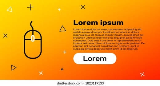 Line Computer mouse icon isolated on yellow background. Optical with wheel symbol. Colorful outline concept. Vector Illustration