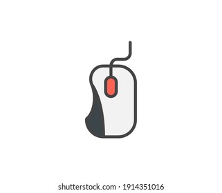 Line Computer mouse icon isolated on white background. Outline symbol for website design, mobile application, ui. Electronics pictogram. Vector illustration, editorial stroсk. 
