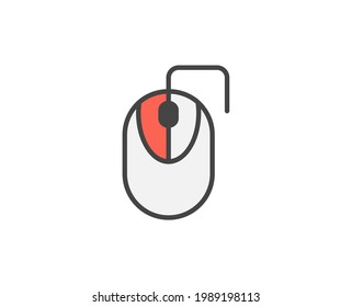 Line Computer mouse icon isolated on white background. Outline symbol for website design, mobile application, ui. Electronics pictogram. Vector illustration, editorial stroсk. 