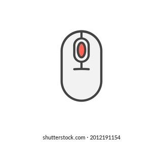 Line Computer mouse icon isolated on white background. Outline symbol for website design, mobile application, ui. Electronics pictogram. Vector illustration, editorial stroсk. 