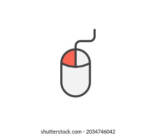 Line Computer mouse icon isolated on white background. Outline symbol for website design, mobile application, ui. Electronics pictogram. Vector illustration, editorial stroсk. 