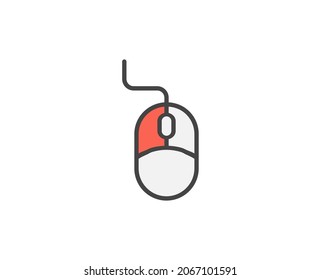 Line Computer mouse icon isolated on white background. Outline symbol for website design, mobile application, ui. Electronics pictogram. Vector illustration, editorial stroсk. 