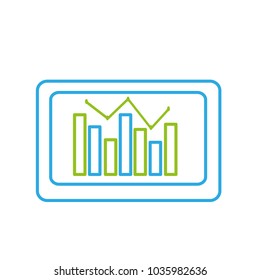 line computer with statistics diagram bar