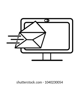 line computer technology with e-mail letter message