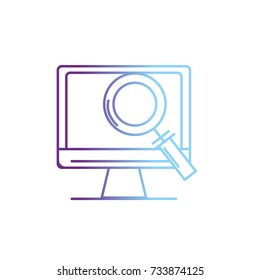 line computer technology information with magnifying glass