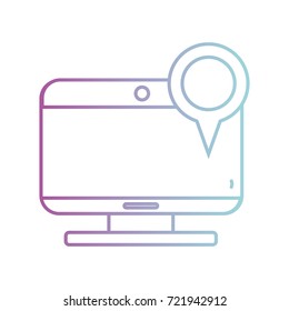 line computer technology with magnifying glass icon