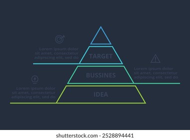Line concept for infographic with 3 steps, options, parts or processes. Template for web on a black background.
