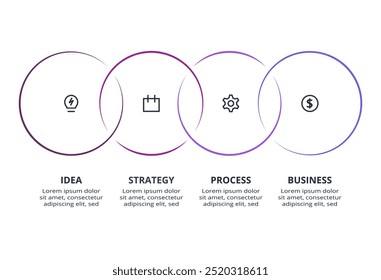 Line concept for infographic with 4 steps, options, parts or processes. Business data visualization.