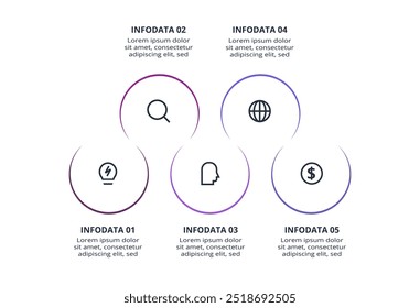 Line concept for infographic with 5 steps, options, parts or processes. Business data visualization.