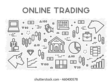 Line concept of online trading. Vector symbol of stock market.