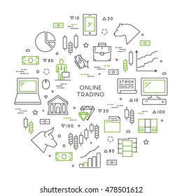 Line concept of online trading. Vector symbol of stock market.
