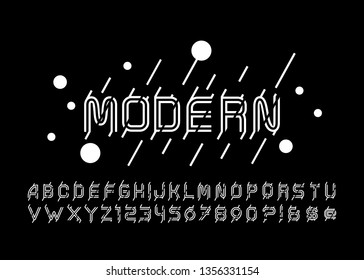 Line condensed alphabet and font. Double line uppercase outline letters. Type, typography letter line font. Vector of stylized dynamic font and alphabet.