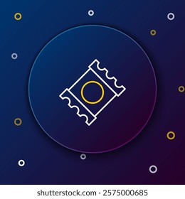 Line Condom in package safe sex icon isolated on blue background. Safe love symbol. Contraceptive method for male. Colorful outline concept. Vector