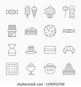 line confection icons on a white background
