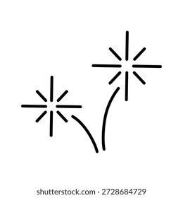 Ausrufezeichen für Linienkonfetti. Handgezeichnete Konfetti Explosion Burst Strahl Glanz Linie Symbol Illustration. Ausrufezeichen Betonung Strahl funkeln Sternenhimmel Dekoration. Vektorgrafik.