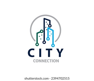 line connect building structure installation logo icon symbol design template illustration inspiration