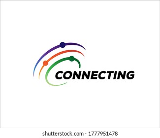 conexión de línea conexión conexión a Internet alojamiento web cielo órbita diseño de logotipo moderno