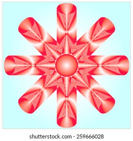 Line consists of cones arranged in a circular cones and other dense lines bungle in the middle of starfish shapes