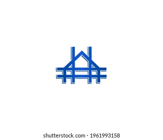 line construction concept logo design with blue color icon