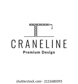 diseño de logotipo de grúa de construcción de línea, símbolo gráfico vectorial ilustración de símbolo