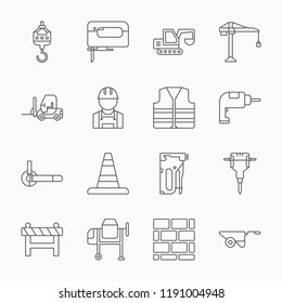line construction icons on a white background