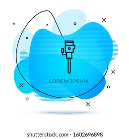 Line Construction jackhammer icon isolated on white background. Abstract banner with liquid shapes. Vector Illustration