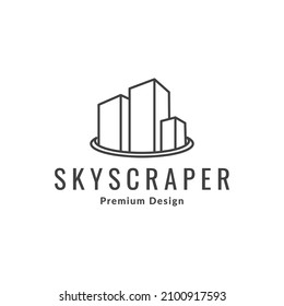 line construction simple skyscraper logo symbol icon vector graphic design illustration idea creative