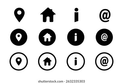 Conjunto de iconos de línea de contacto. Conjunto de iconos de Web. Contáctenos conjunto de iconos. Sitio web de Internet diferentes iconos. Icono de contacto de redes sociales. Ilustración vectorial eps 10