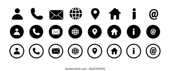 line Contact icons set. Web icon set. Contact us icon set. Website internet different icons. Social media contact icon. vector illustration eps 10