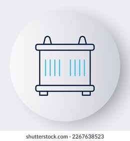 Line Container icon isolated on white background. Crane lifts a container with cargo. Colorful outline concept. Vector