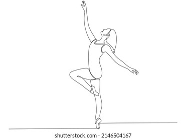 
a line of continuous beautiful female ballet dancers hand drawn minimalist design