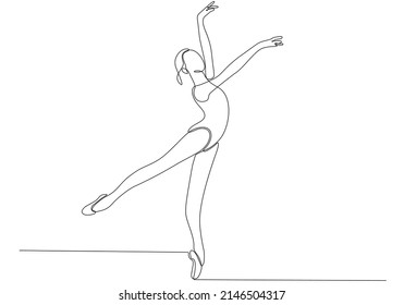 
a line of continuous beautiful female ballet dancers hand drawn minimalist design