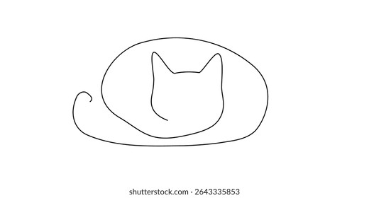 Linha contínua gato contorno vetor desenho esboço um animal de estimação desenhar. Gato arte dois feliz 2 casal doodle gatinho branco fundo preto bonito ilustração clipart silhueta contorno linha de trás