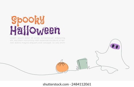 line continuous pumpkin spooky halloween