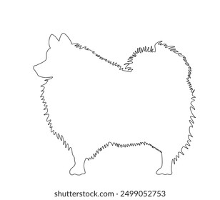 Line contour Spitz dog vector illustration isolated. German Spitz silhouette dog breed symbol. Small pet.