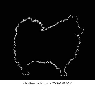 Line contour Spitz dog vector illustration isolated. German Spitz silhouette dog breed symbol. Small pet.