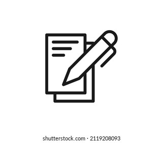 Line contract icon isolated on white background. Outline symbol for website design, mobile application, ui. Real estate pictogram. Vector illustration, editorial stroсk. 