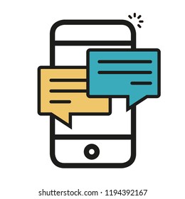 Line conversation on mobile icon. Chat icon. Vector illustration