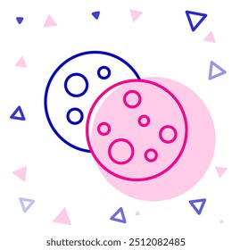 Línea de galletas o galletas con icono de chocolate aislado sobre fondo blanco. Concepto de contorno colorido. Vector