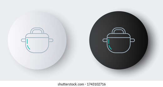 Icono de olla de cocina de línea aislado en fondo gris. Hervir o estofar el símbolo de la comida. Concepto de esquema colorido. Vector