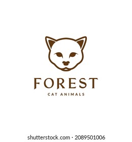 line cool animal cat forest head face logo symbol icon vector graphic design illustration idea creative