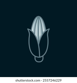 Line Corn icon isolated on black background. Flat filled outline style with shadow. Vector