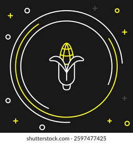 Line Corn icon isolated on black background. Colorful outline concept. Vector
