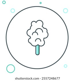 Line Cotton candy icon isolated on white background. Colorful outline concept. Vector