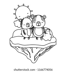 line couple bear animal in the float island