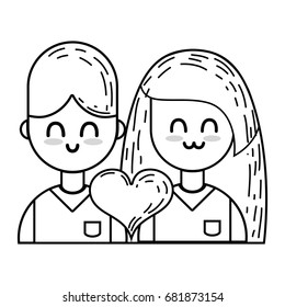 line couple with beauty relation ships and heart